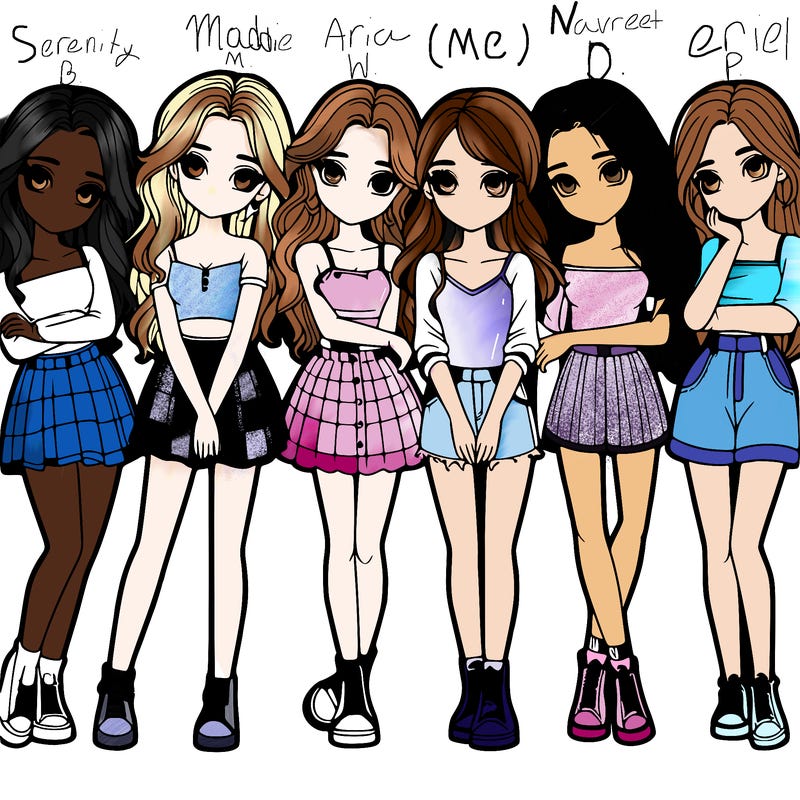 a group of girls realistic