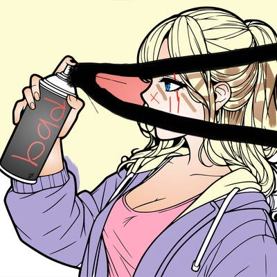 a realistic girl spray, painting