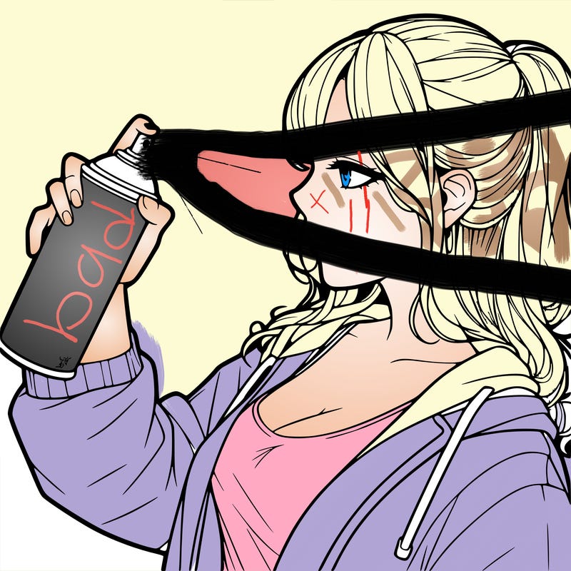 a realistic girl spray, painting