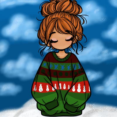 girl with baggy sweatshirt and messy bun