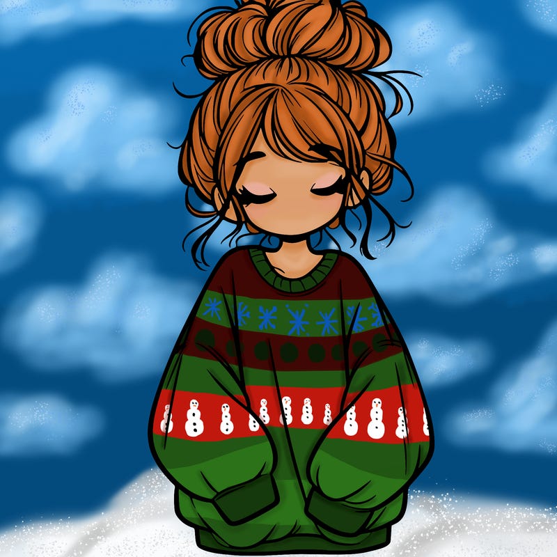 girl with baggy sweatshirt and messy bun