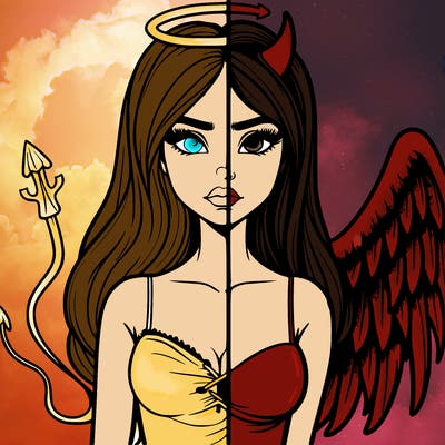 devil vs angel realistic girl