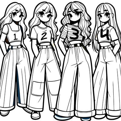 girls with wide pants and a croc top