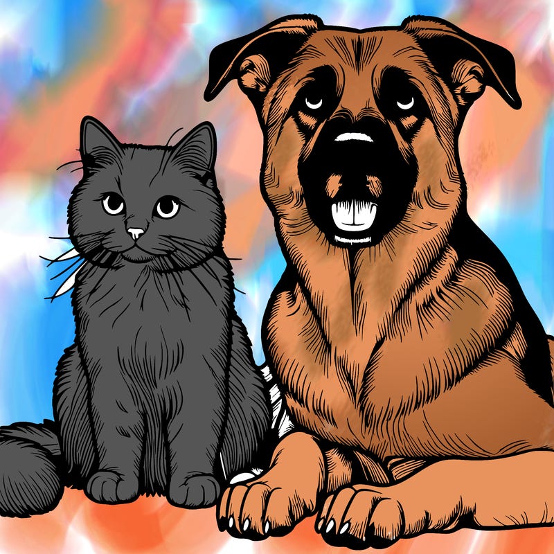 realistic dog and cat