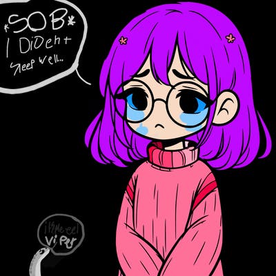 sad girl with glasses in a sweater