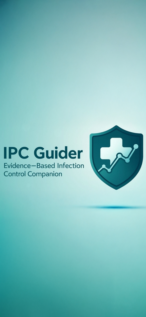 Logo do aplicativo IPC Guider com o subtítulo Companheiro de Controle de Infecção Baseado em Evidências