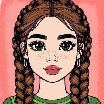 realistic girl with braids