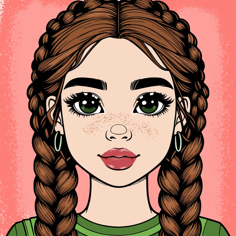 realistic girl with braids