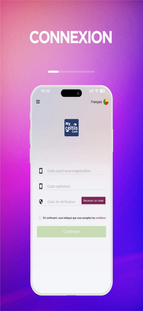 Anmeldebildschirm der Partenaires waa Business-Management-App