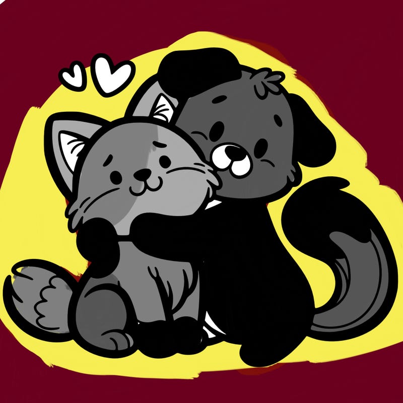 cat and dog hugging