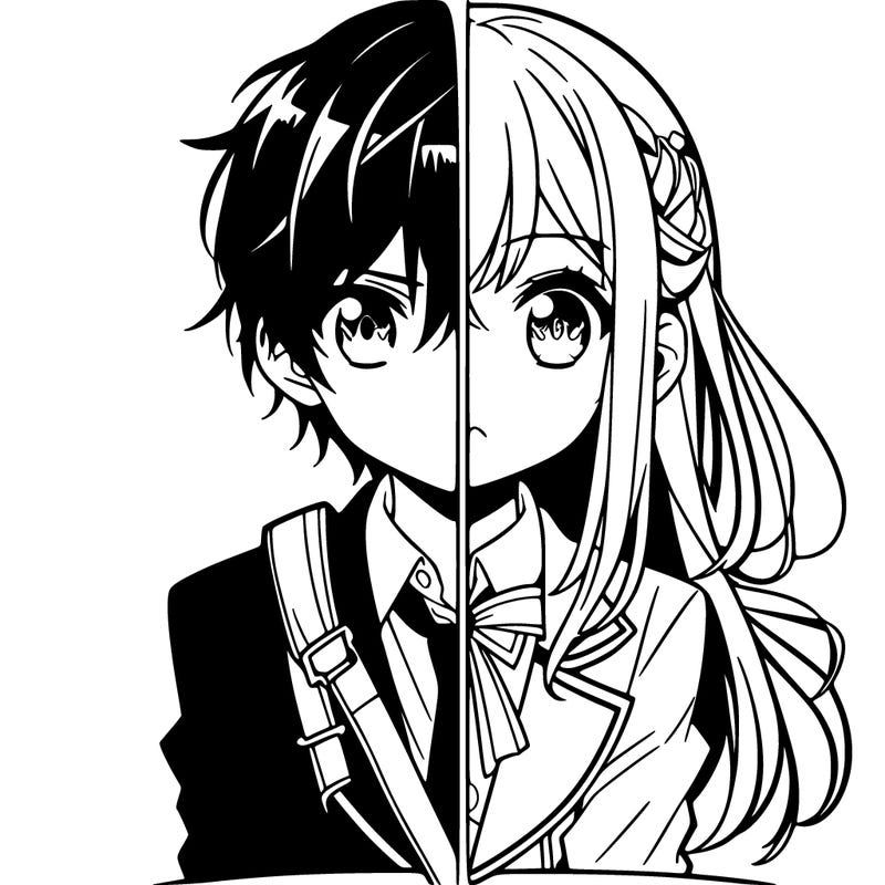 anime boy and girl split