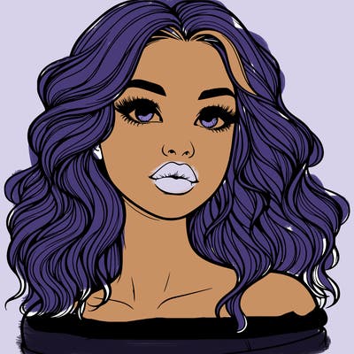 realistic girl with wavy hair and lips