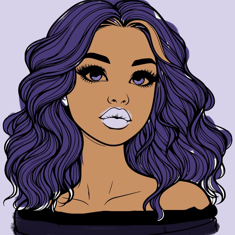 realistic girl with wavy hair and lips