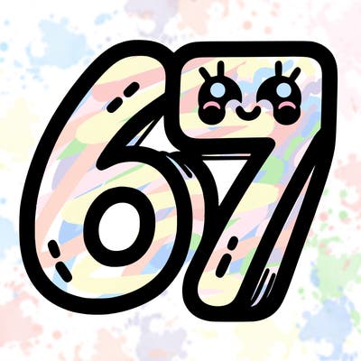 the numbers 67