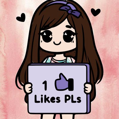 girl holding a sign saying 10 likes pls