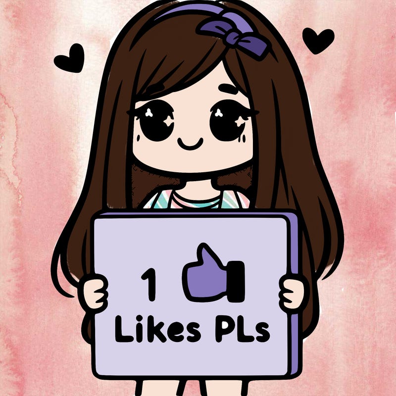 girl holding a sign saying 10 likes pls