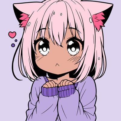 shy anime catgirl