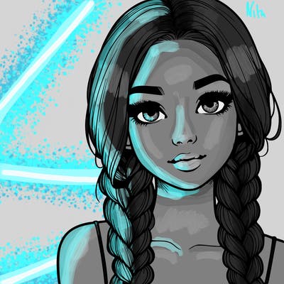 realistic girl with braids