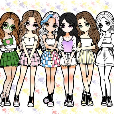 a group of girls realistic