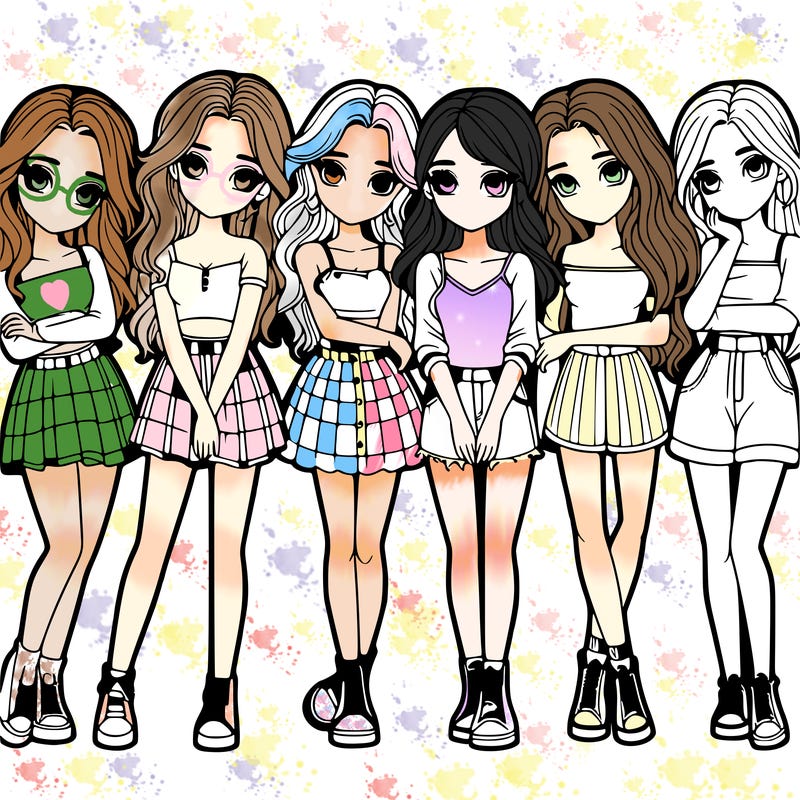 a group of girls realistic