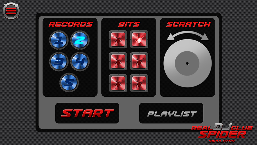 Real DJ Club Spider Simulator - A spider themed digital DJ console with music records bits and scratch buttons