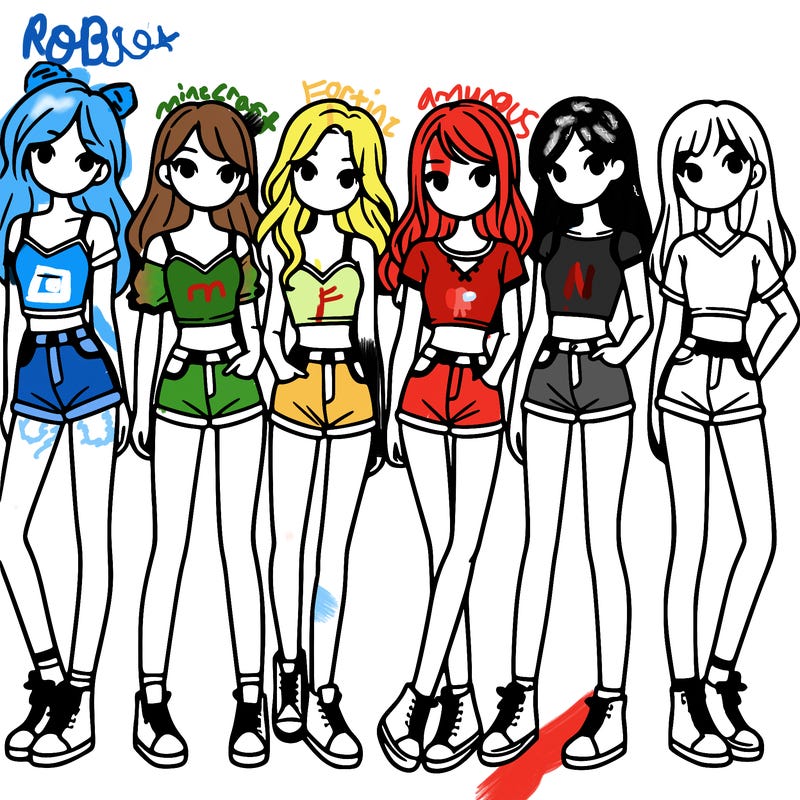 a group of girls wearing crop tops and shorts