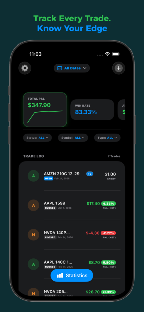 Options Log - Finance App | MWM