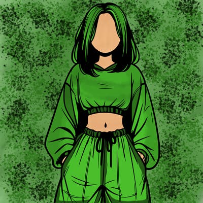 realistic girl faceless with baggy pants and a crop top