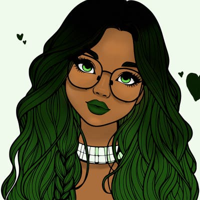 girl with long hair and freckles and glasses realistic