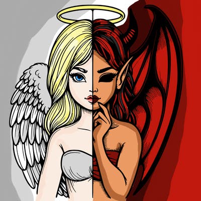 realistic angel half demon