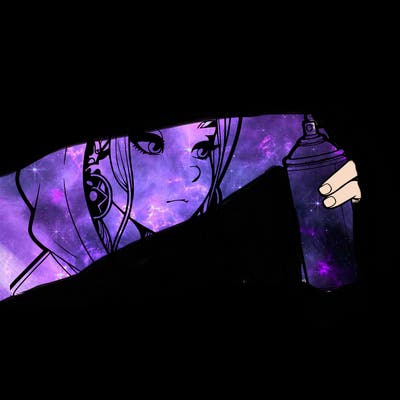 a realistic girl, spray painting