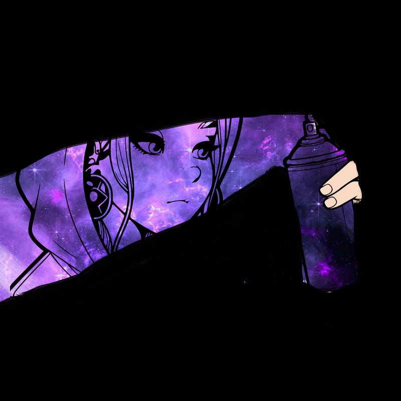 a realistic girl, spray painting