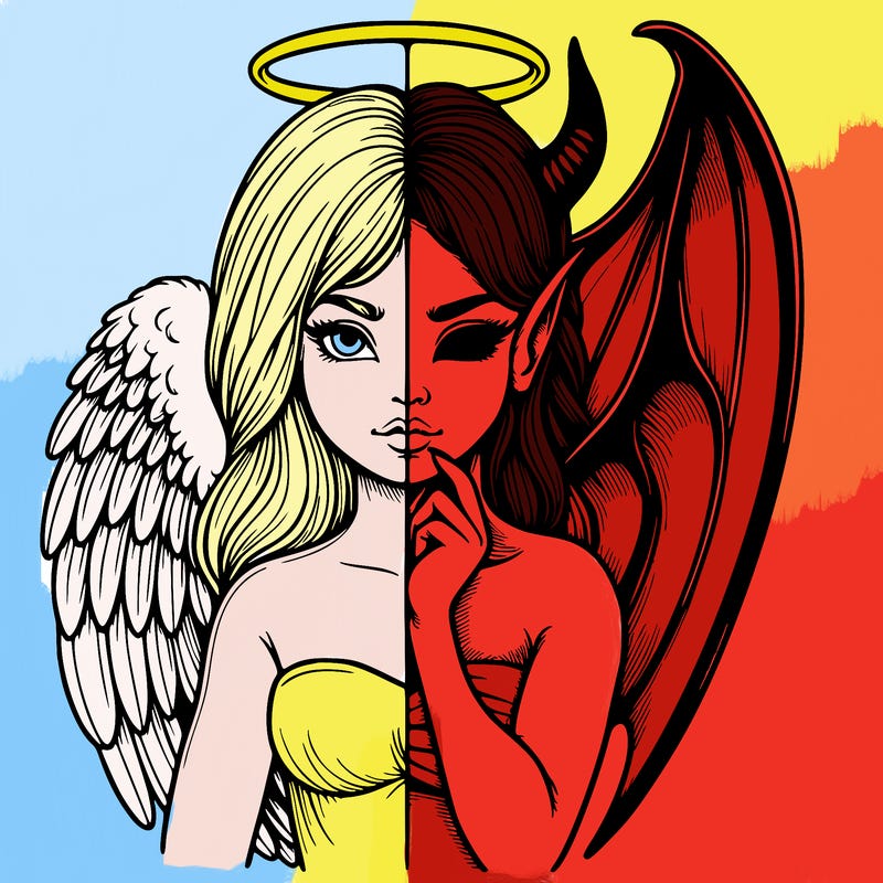 realistic angel half demon