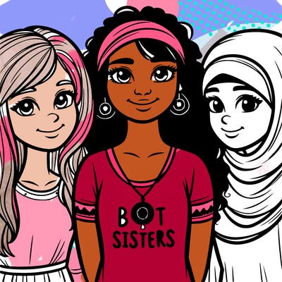 three sisters with a best sisters necklace