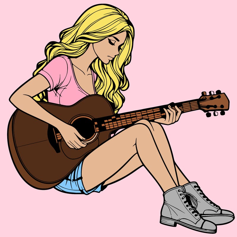 realistic woman play guitar