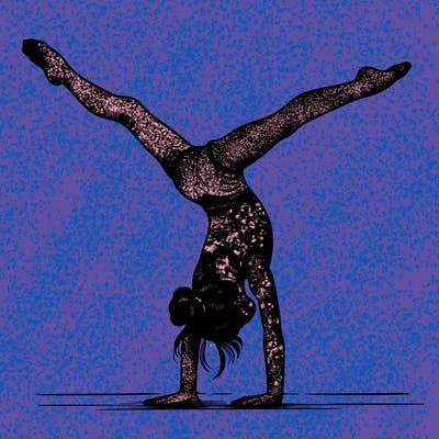 realistic gymnastic hand stand girl in four splits