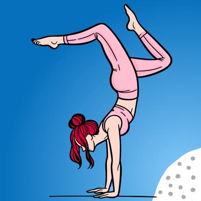 a woman doing a handstand