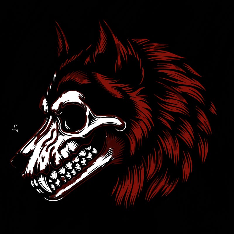 realistic wolf with skull face