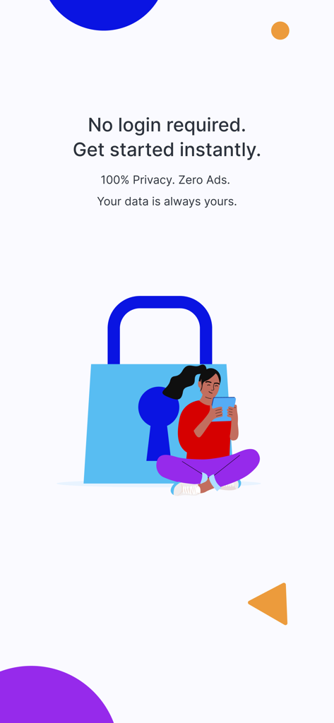 Visbo Dream Vision Board Maker - Visbo app onboarding screen highlighting privacy and ad-free experience
