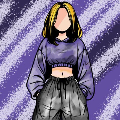realistic girl faceless with baggy pants and a crop top