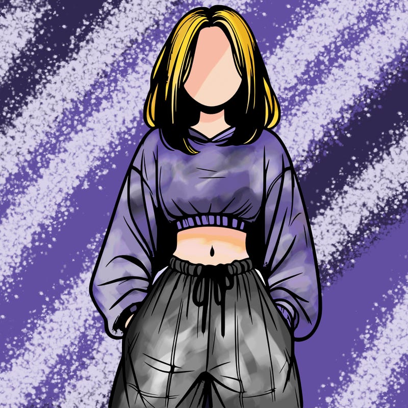 realistic girl faceless with baggy pants and a crop top