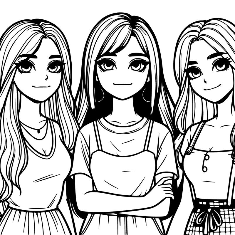 realistic group of three girls
