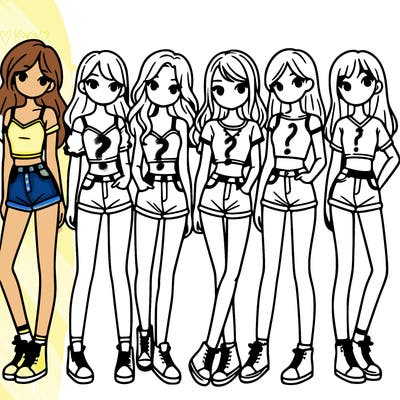 a group of girls wearing crop tops and shorts