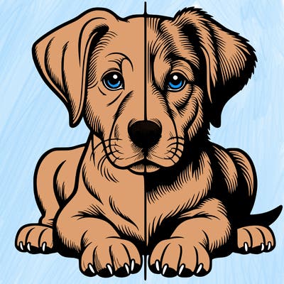 realistic dog split picture