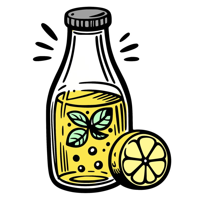 a glass bottle of lemonade