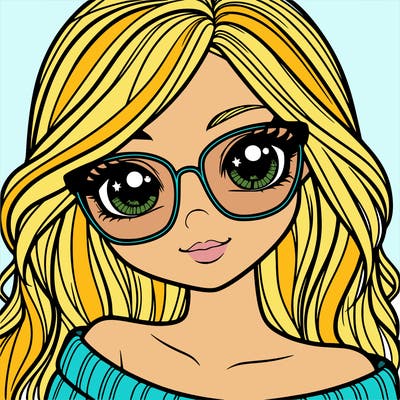 girl with beautiful eyes, hair, and glasses