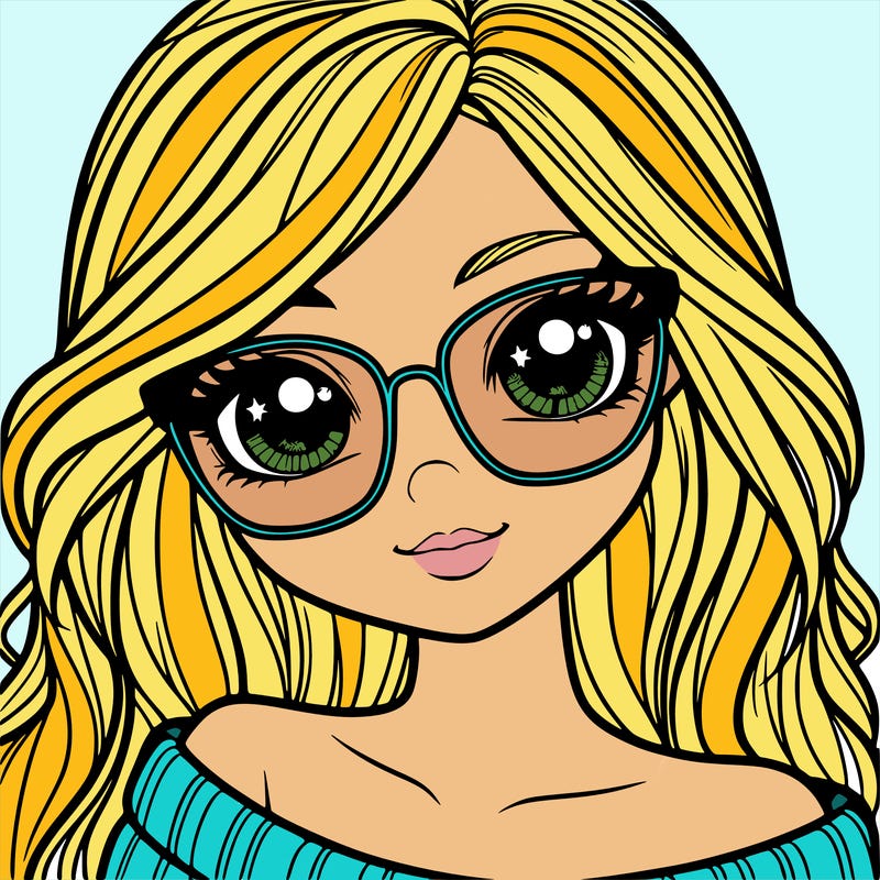 girl with beautiful eyes, hair, and glasses