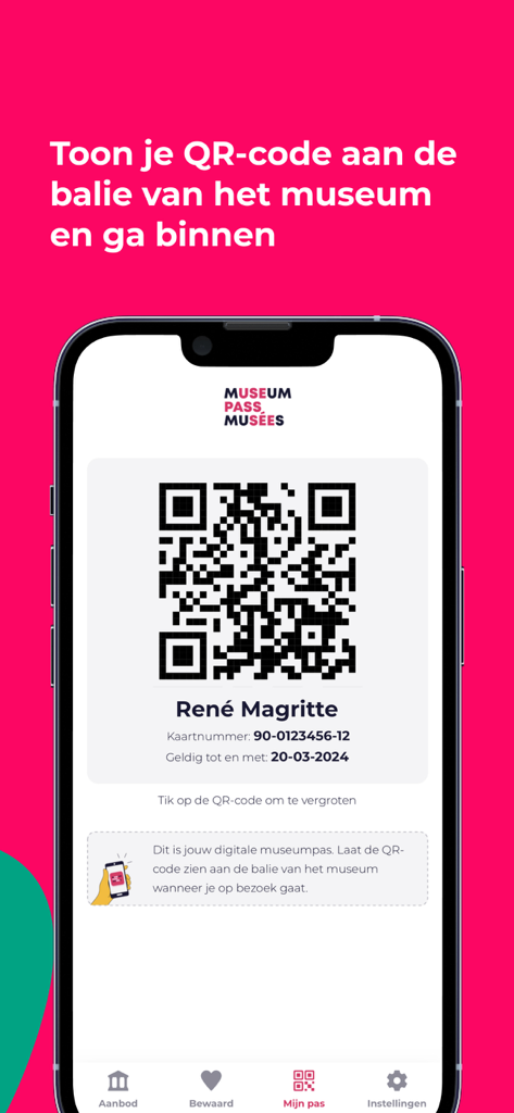 museumpas - Digital museum pass with a QR code displayed on a smartphone for museum entry