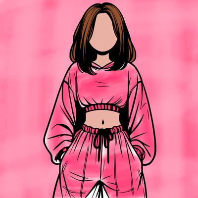 realistic girl faceless with baggy pants and a crop top