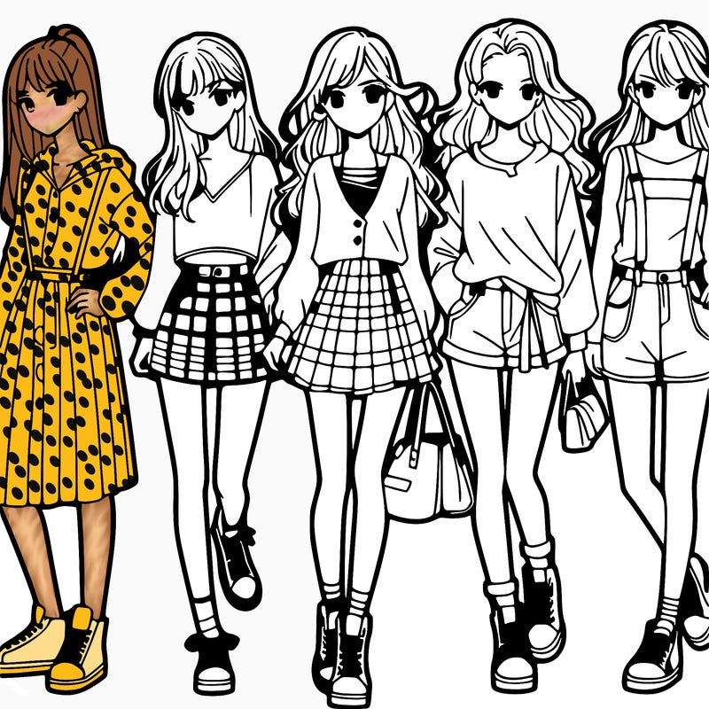 teen manga girls group of 5